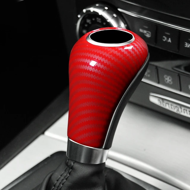 1 Piece Carbon Fiber Car Gear Shift Knob Cover Sticker Interior Trim for  Mercedes Benz W204 W212 AGEC Class CLS Accessories (Black)