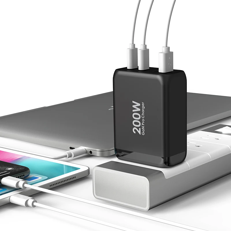 GaN 200W Fast Mobile Phone Charger, USB C PD 100W PPS 45W 20W QC4+ Quick Charge For Xiaomi,Samsung,iPhone,MacBook,Laptop Adapter