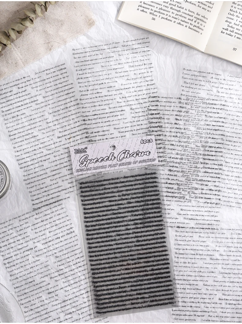 Vintage English Words Material Waterproof PET Sticker Creative DIY Scrapbook Collage Junk Journal Background Decoration Sticker
