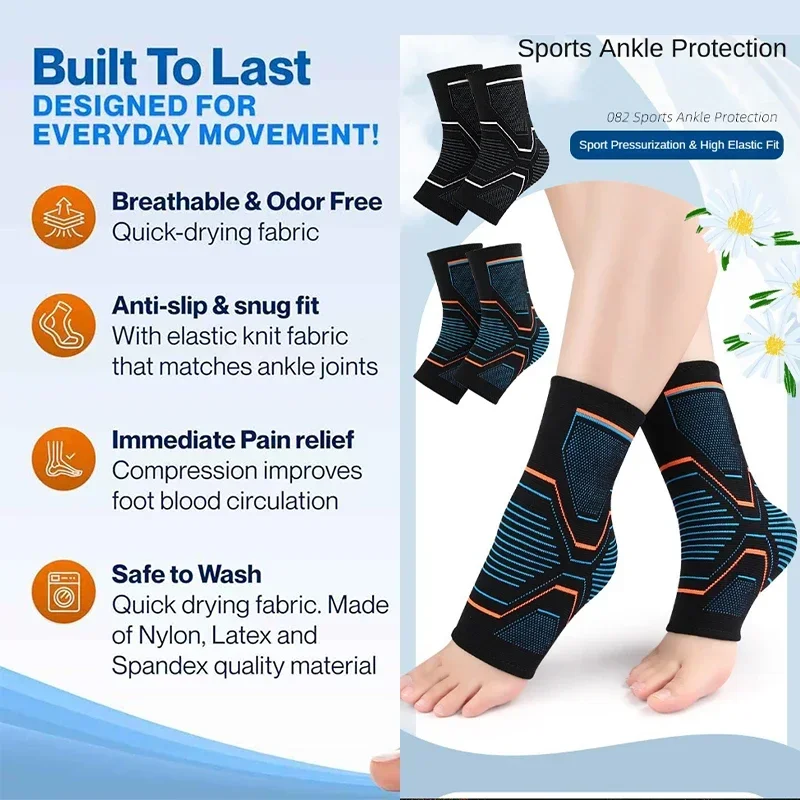 Arthritis Foot Sleeve Ankle Brace for Sprained Ankle Compression Sleeve - Plantar Fasciitis Relief Brace,Stabilizing Ankle Wrap
