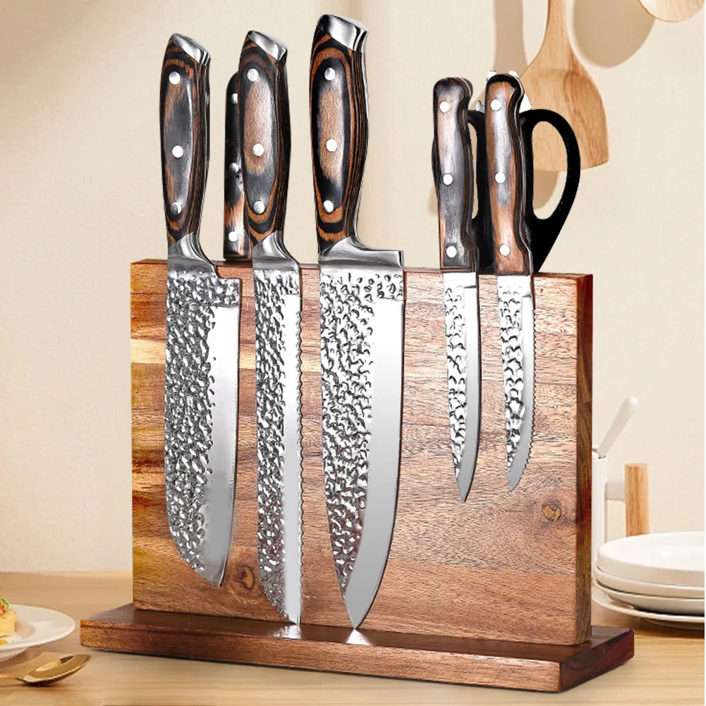 Magnetic Wooden Knife Holder Double Sided Universal Knife Stand