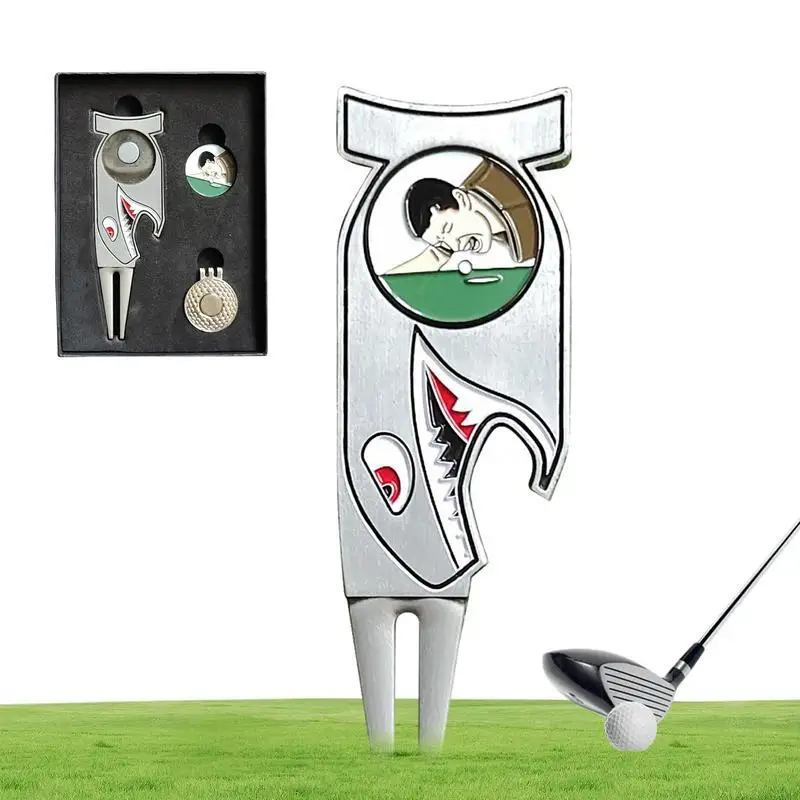 

Portable Golf Divot Repair Tool Ball Marker Metal Magnetic Ball Marker 4 in 1 Golf Divot Tool Golf Training Aids Accessories
