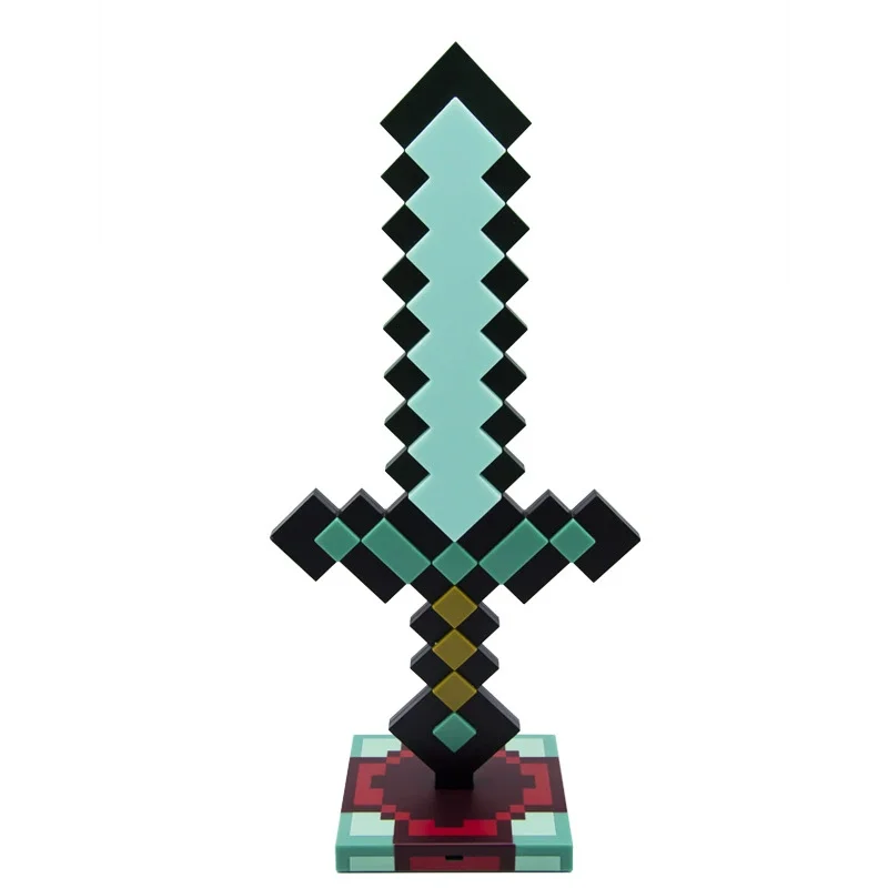 Minecraft My World LED desktop new pluggable luminous diamond sword Bedroom sleep soft nightlight weapon sword block laser sword toy