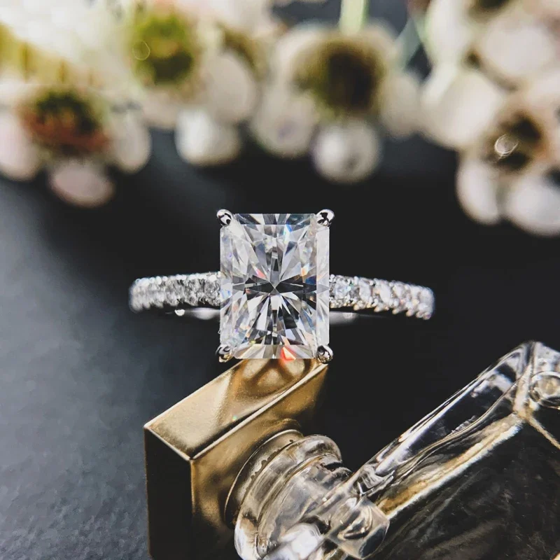 Wedding Rings Finger Rings Engagement Rings NKHOG 1ct 2ct 3ct 7x9mm Moissanite Rings 925 Sterling Silver Colorless VVS Diamond Engagement Wedding Ring Women Band Jewelry