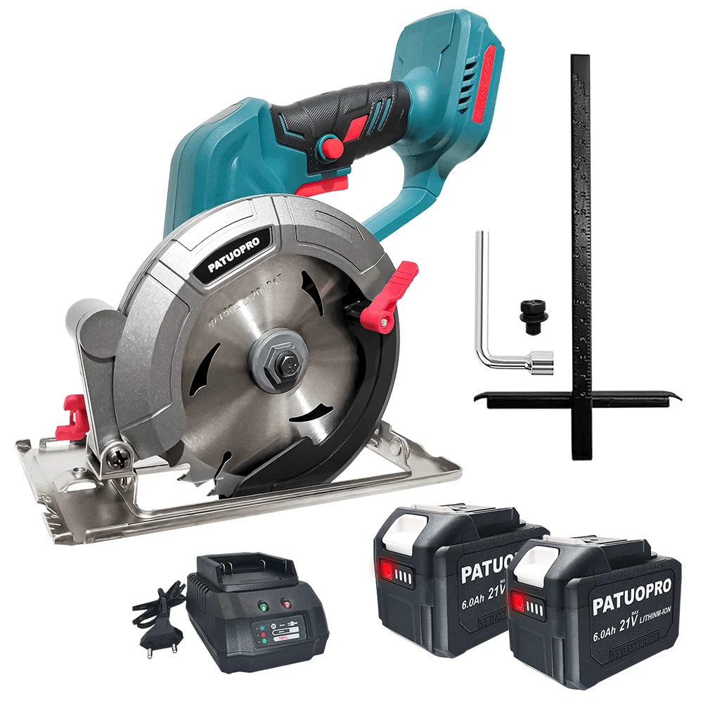 PATUOPRO Electric Circular Saw, Brushless Cordless Handheld Adjustable 150mm 6 Inch Wood Cutter Machine For Makita 18V Battery