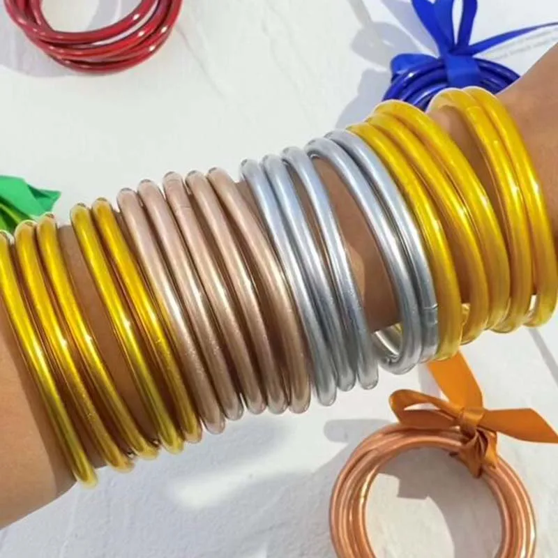 Bangle Bracelet Buddhist Temple Rush Bracelet For Women Men Shiny Multicolor Silicone Tube Bracelets & Bangles Female Jewelry Gifts