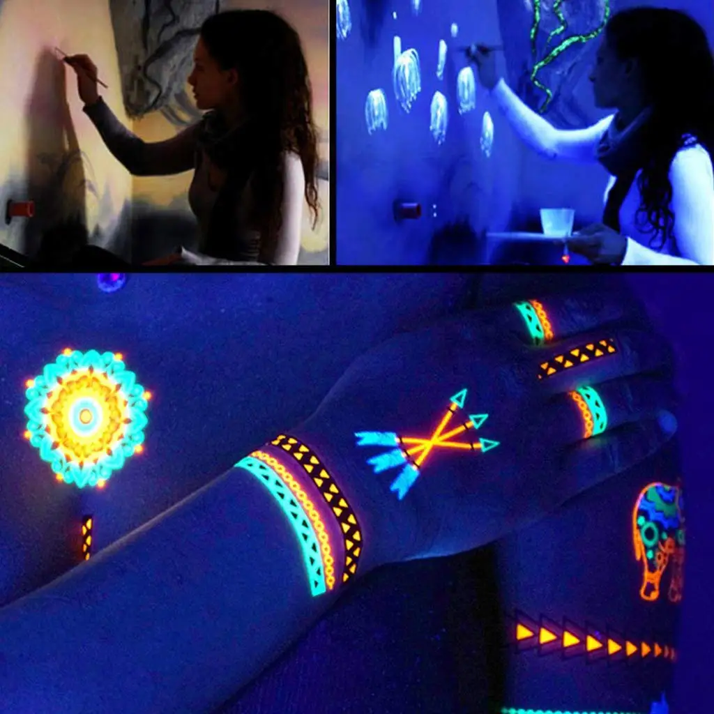UV Neon Oil Face and Body Art Paint, 8 Tubes Glow in the Dark Body Paints Makeup, Neon Fluorescent Glow in Dark Party Cosmetics 5