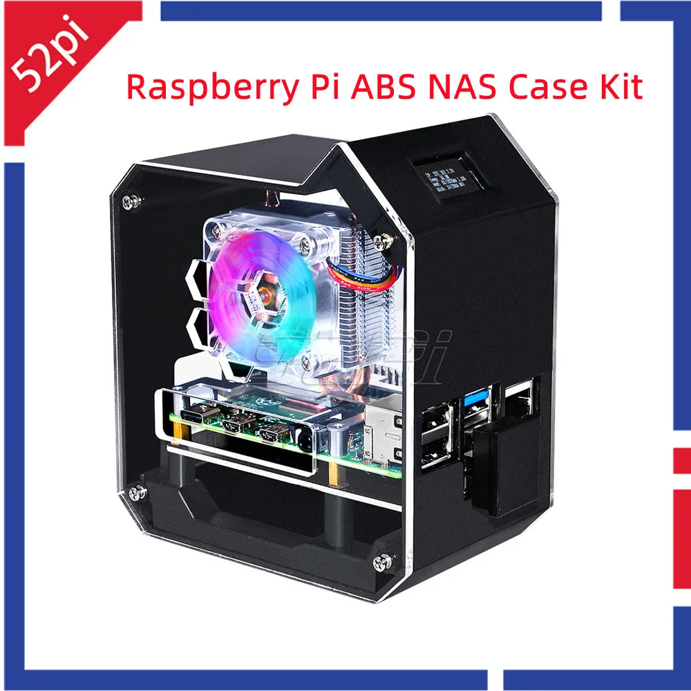 Raspberry pi Modelo b Mini Torre Abs Kit Nas com Torre de Gelo Tela para Raspberry pi 4b 52pi