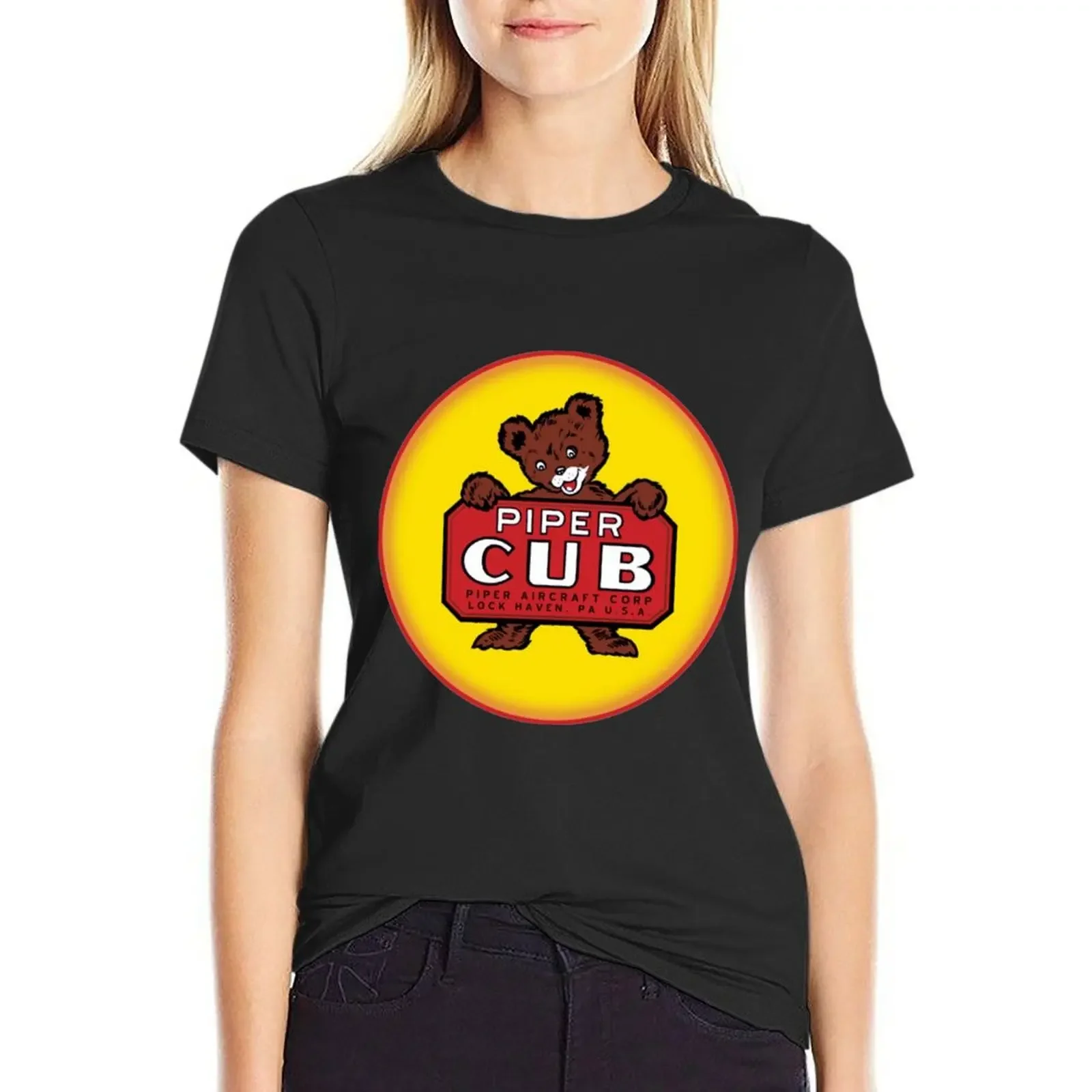 

Piper Cub T-Shirt summer top aesthetic clothes Aesthetic clothing Woman T-shirts