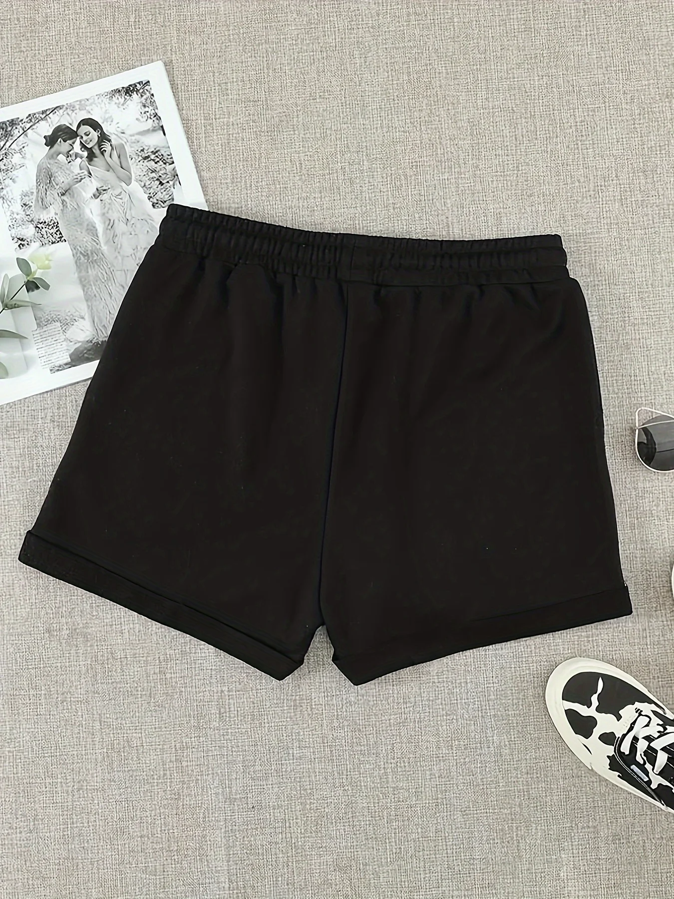 Plus size solid color casual and comfortable outdoor shorts