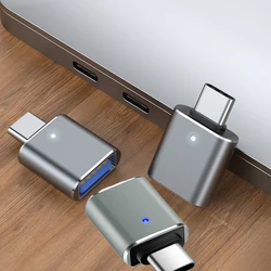 USB - C to USB - A Converter | 3 - Pack OTG Adapters with LED Indicator (Grey)