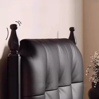 Ensemble de meubles de chambre à coucher noire tendance, lit double king size, décoration intérieure esthétique, rangement, cadre en bois massif, table avec tiroirs 6