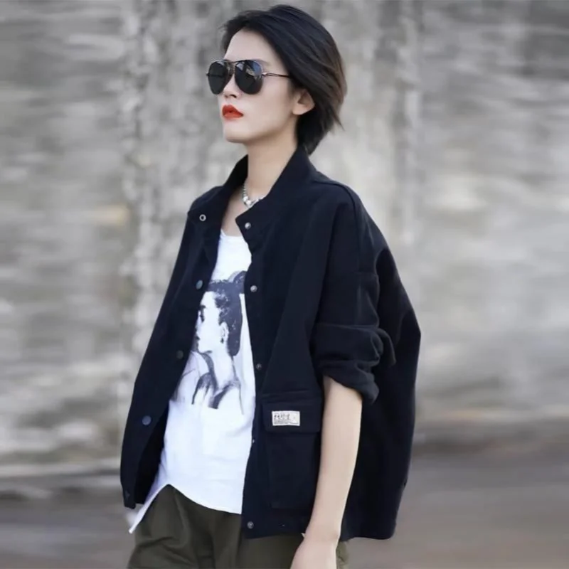 2023 Fashion New Coat Women Loose Stand Collar Cardigan High-end Short Jacket Jacket Casual Everything