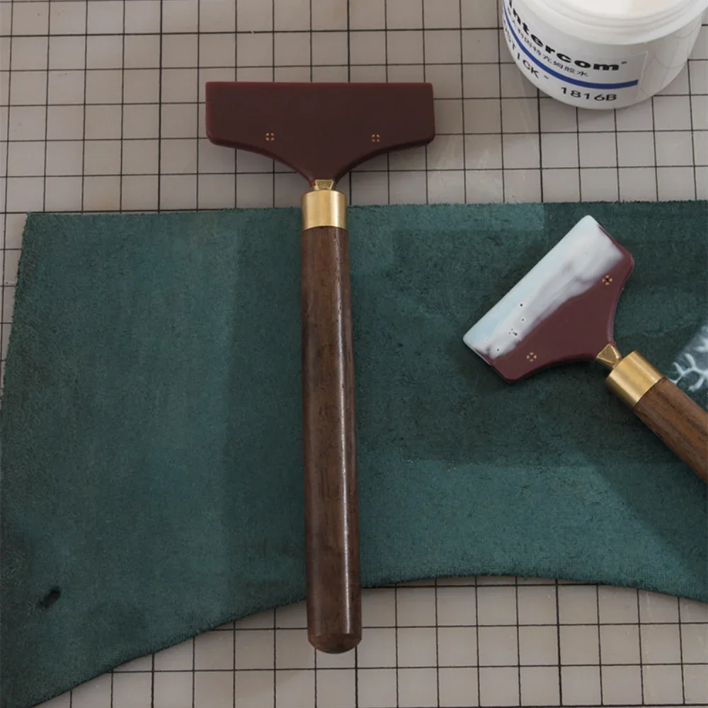 Practical Leather Gluing Tool Sandalwood Handle DIY Handcraft Glue Application Tools for Leathercraft Handmade