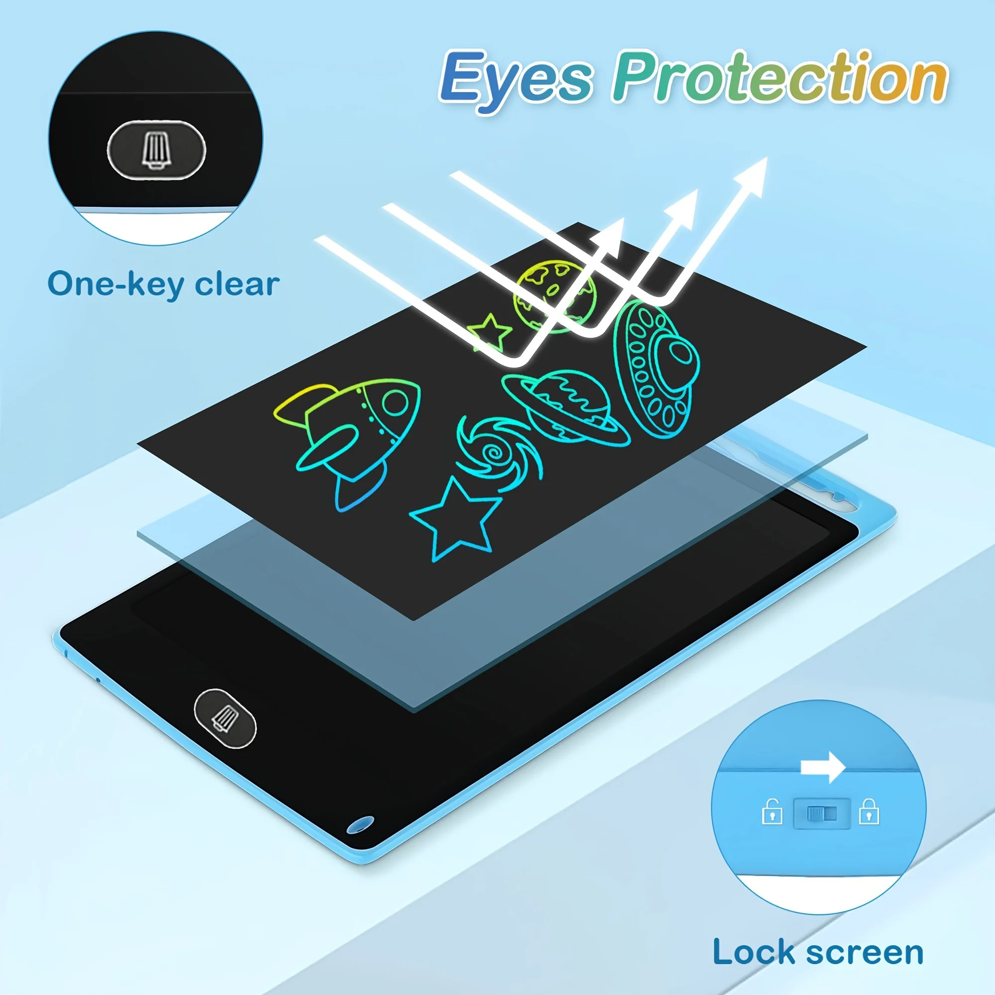 어린이 필기 보드 그래피티 연습 드로잉 보드, 빛 에너지 작은 칠판 와이퍼, 남아 및 여아에게 적합