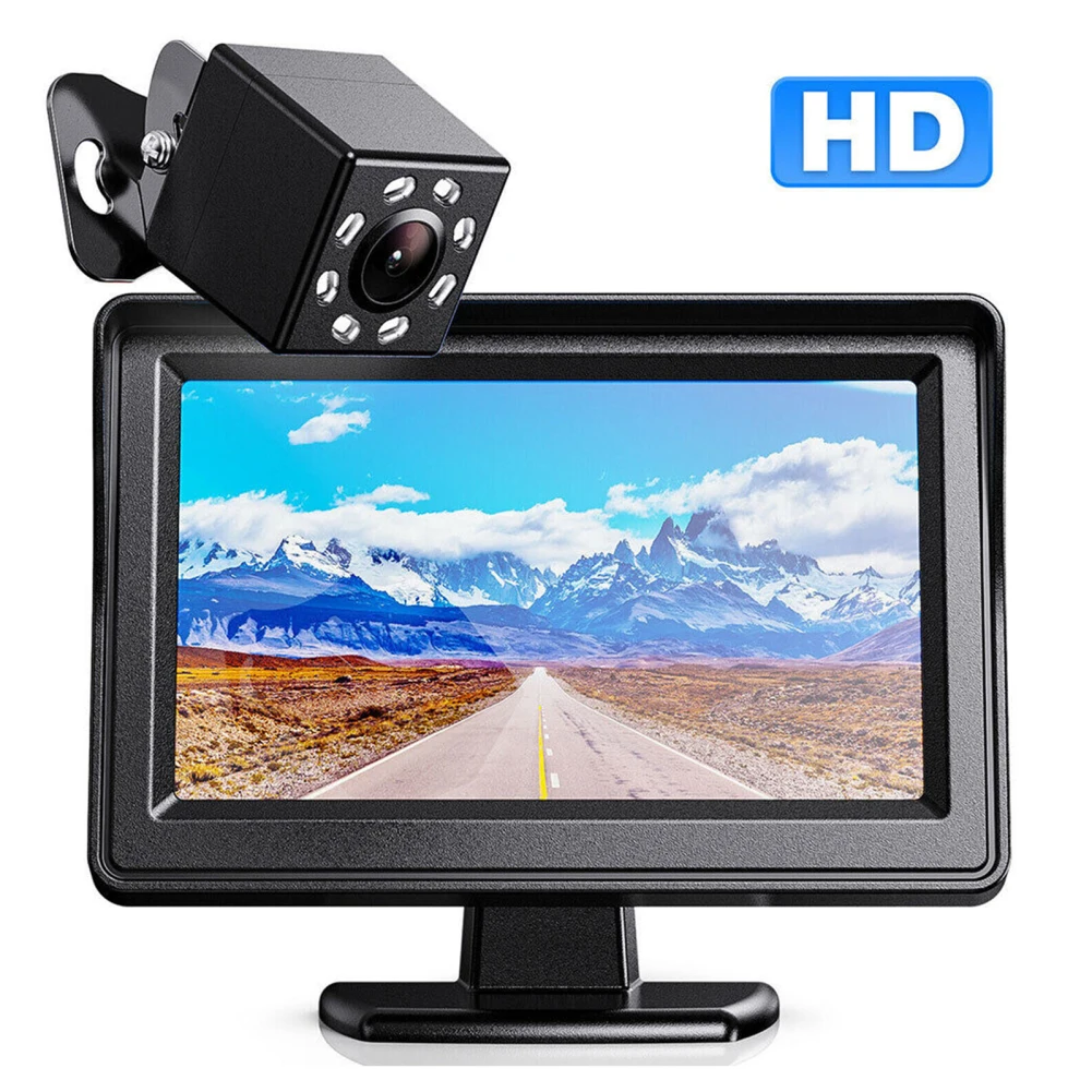 

4.3 Inch LCD Display Backup Camera Monitor 8 LED Lights Rear View Reverse Parking Camera Display For Car SUV Van Truck Dropshipp