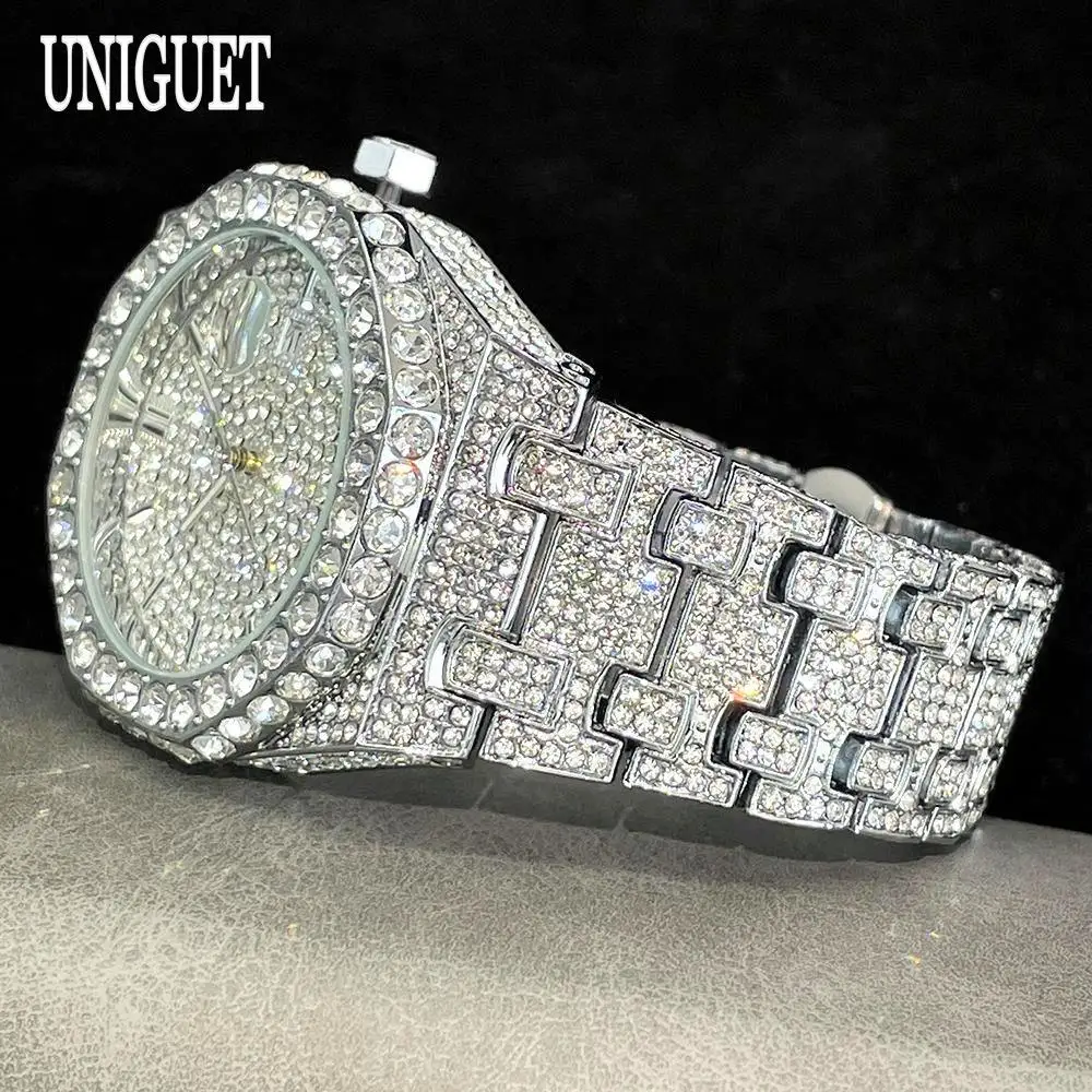 uniguet fashion iced out watch mens luxury waterproof quartz watch for man hip hop high quality big diamond wristwatch hot sale UNIGUET Fashion Iced Out Watch Mens Luxury Waterproof Quartz Watch For Man Hip Hop High Quality Big Diamond Wristwatch Hot Sale 2