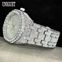 ساعة UNIGUET أنيقة مرصعة بالألماس، ساعة رجالية فاخرة مقاومة للماء تعمل بالكوارتز، ساعة هيب هوب عالية الجودة مرصعة بألماس كبير، عرض خاص 1 UNIGUET Fashion Iced Out Watch Mens Luxury Waterproof Quartz Watch For Man Hip Hop High Quality Big Diamond Wristwatch Hot Sale 2