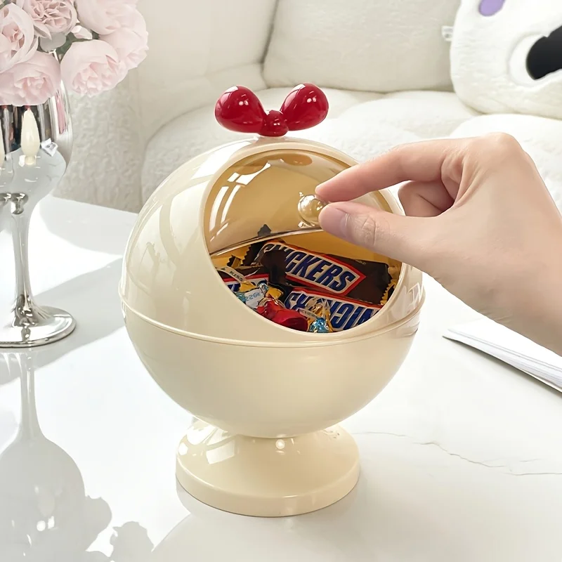 1 classic cream colored circular plastic tabletop storage box with transparent lid, suitable for living rooms and coffee tables 5