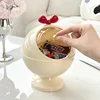 1 classic cream colored circular plastic tabletop storage box with transparent lid, suitable for living rooms and coffee tables 5