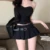 Pleated Mini Skirt Women y2k Preppy Style Solid Color High Waist A Line Skirt with Belt 2000s Party Skirts Streetwear