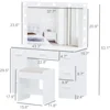 Vanity Desk with Stool, Makeup Table with Lighted Mirror, Brightness Adjustable, Dressing with Drawers, Bedroom Vanity Table Set 5