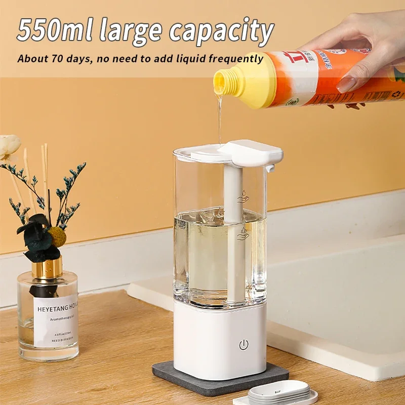 Automatic Liquid Soap Dispenser Kitchen Touchless Sponge High Capacity Self Cleaning Detergent Dispenser Bathroom Dispenser 3