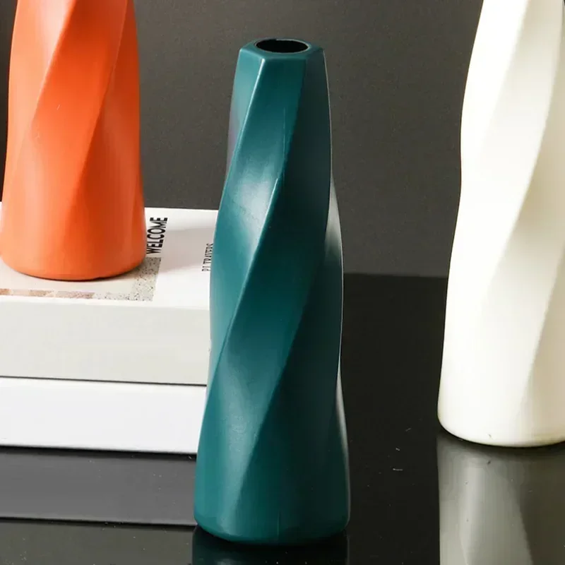 Plastic Flower Vase White Imitation Ceramic Flower Arrangement Container Pot Basket Modern Decoration Vases For Flowers