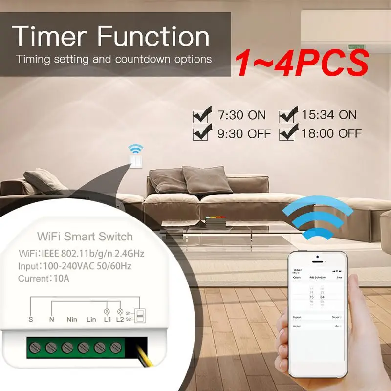 

Умный мини-выключатель Tuya, Wi-Fi, 2 клавиши, 100-240 В