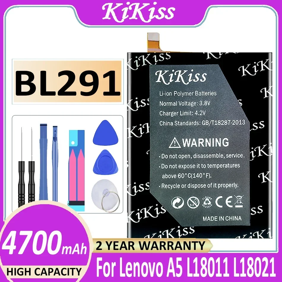 

KiKiss 4700mAh For Lenovo A5 A 5 L18011 L18021 Replacement Mobile Phone Batteries Free Tools BL291 BL 291 Batterij Battery