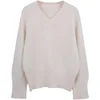 FA679 2024 New Women's V-neck Sweater Lazy Style Retro Premium Knitted Sweater Top 5