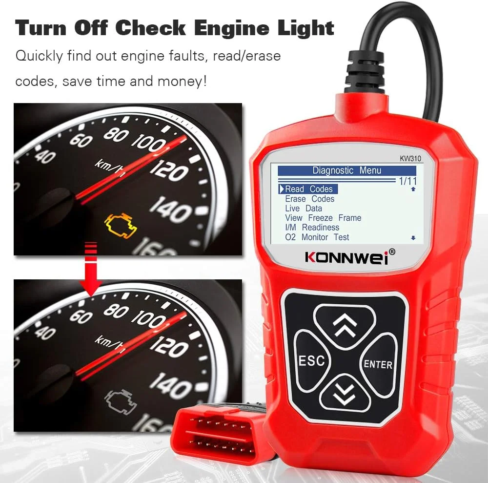 2025 KONNWEI KW310 Car Scanner OBD2 Scanner Auto Code Reader Diagnostic Check Engine Light Scan Tool for OBD II Cars After 1996 3