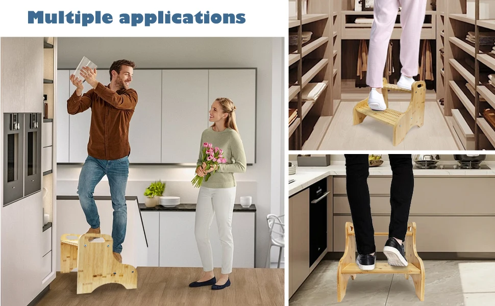 Kinderhocker aus Bambus – vielseitiger und robuster Hocker für Schlafzimmer, Badezimmer, Küche – Möbel für Kleinkinder und Kinder ab 2 Jahren – Detail 6