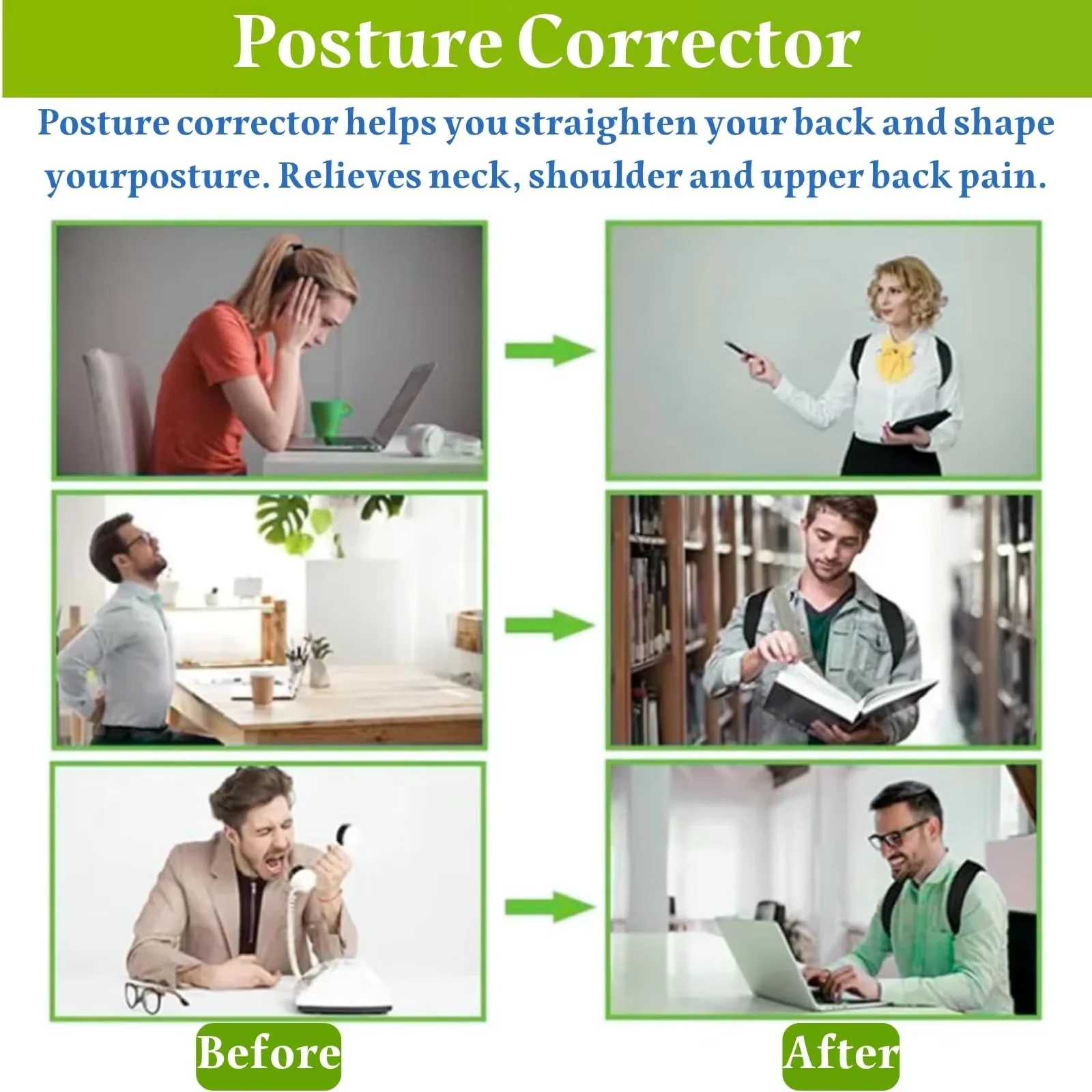 Adjustable Back and Neck Posture Corrector Support Belt