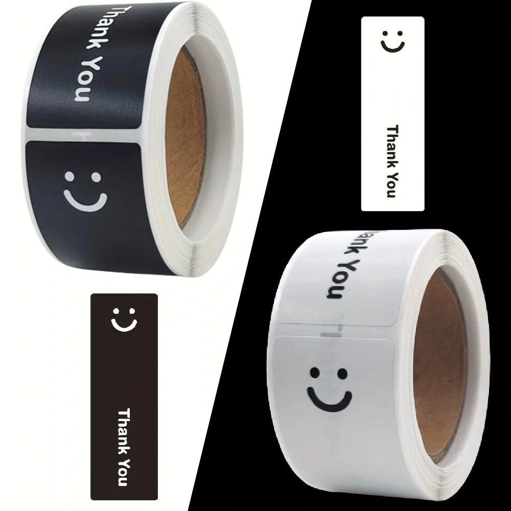 Smile Face Stickers 120Pcs/Roll 1.0*3.0in for Takeout PC Pad Fridge Gift Sealing Diy Decor