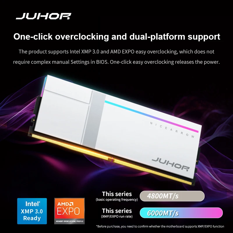 JUHOR RGB Ram DDR5 32GB(16GBX2) 7200MHz 8000MHz DDR5 High