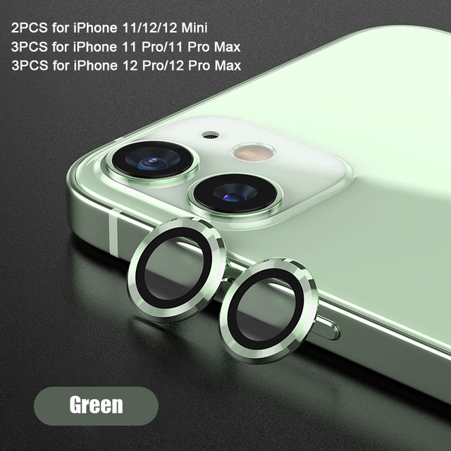 Metal Ring Tempered Glass for iPhone 13 11 12 Mini  Camera Lens Screen Protector for iPhone 12 Pro Max Protective Cover