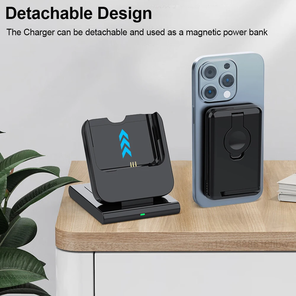 Magnetic 5000Mah Power Bank 3 in 1 Wireless Charger for iPhone 15/14/13/12 Pro Max Auxiliary External Battery for Apple Watch