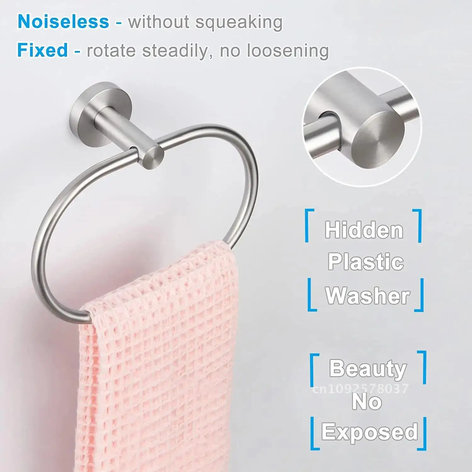 Towel Ring Black Stainless Steel Swivel Hand Towel Holder Kitchen Bathroom Accessories Home Storage Rail Space Saver Rack