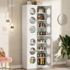 70-Inch Tall Shoe Cabinet with 4 Doors, 8-Tier Narrow Shoe Rack for Entryway, 24 Pairs Modern Tall Storage Cabinet 3