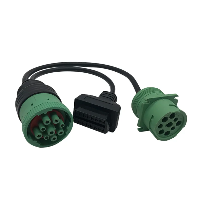 

J1939 Teka 9-pin green male connector waterproof plug female docking to OBD2 16-pin female connector wire