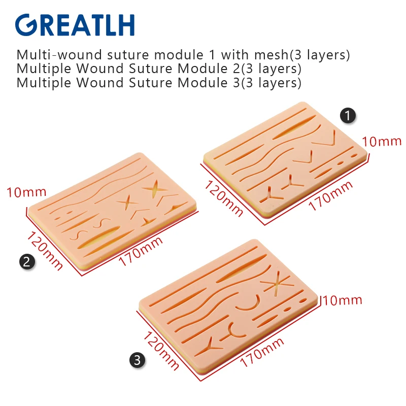 1pcs Silicone Skin Pad Suture Training Kit Wound Skin Suture Training Model Pad