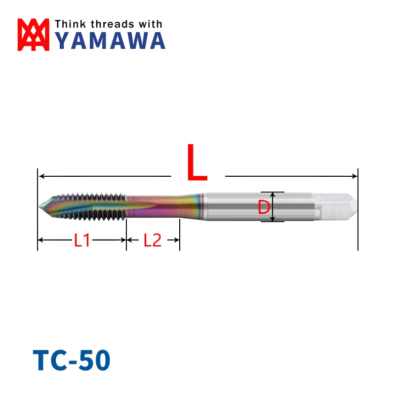 EIMOGE TAP 일본 오리지널 YAMAWA HSS-E TC50/TIN/TICN 코팅 스파이럴 포인트 탭 M1-M4.5 기계 나사산 탭 1PCS