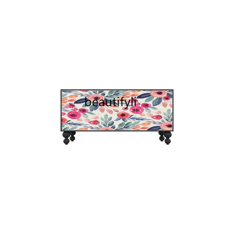 

American Country Home Living Room Entrance Solid Wood Sideboard Wall Integrated Storage Cabinet Storage Cabinet