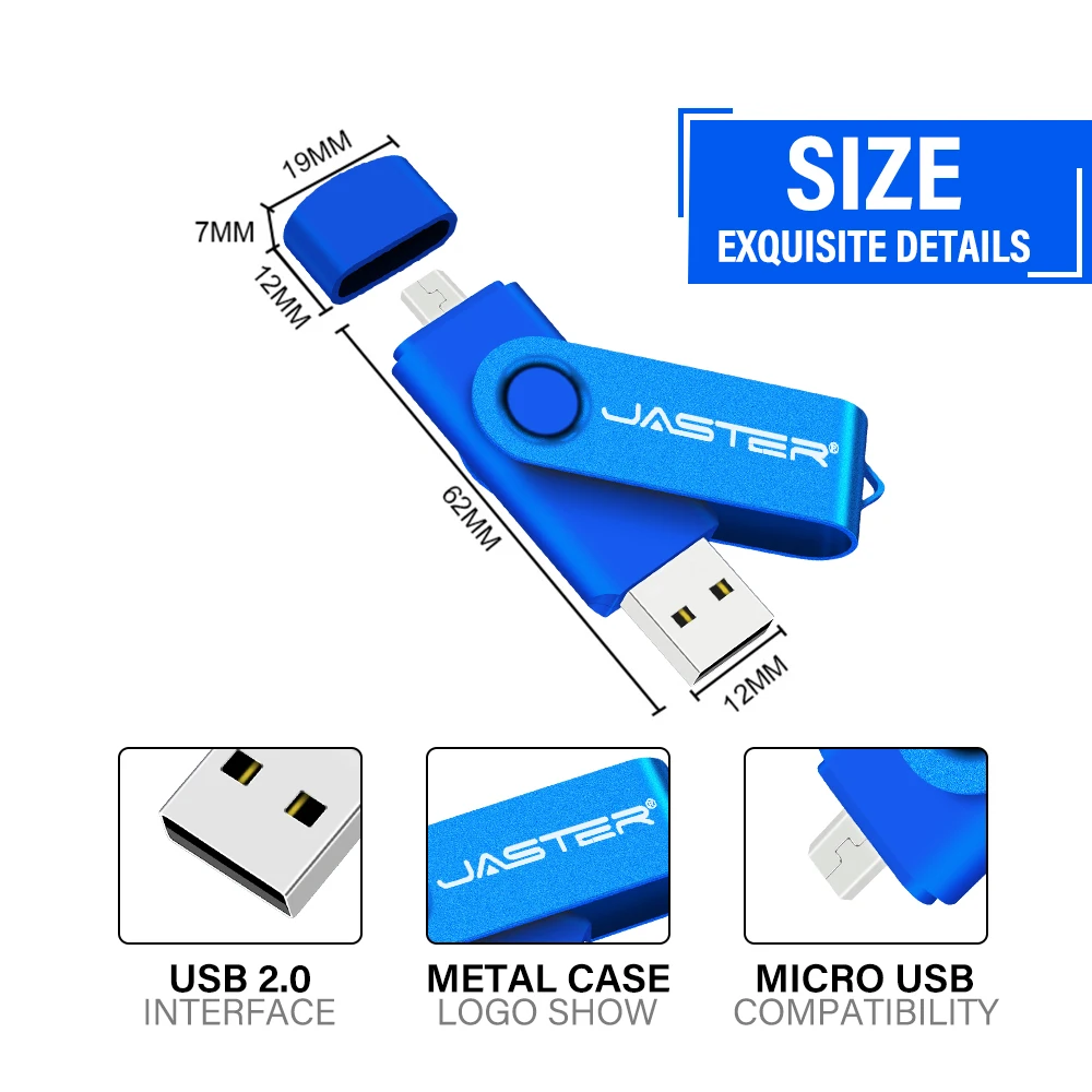 

USB-флеш-накопитель JASTER синий металлический, 128 ГБ, 64 ГБ, 32 ГБ