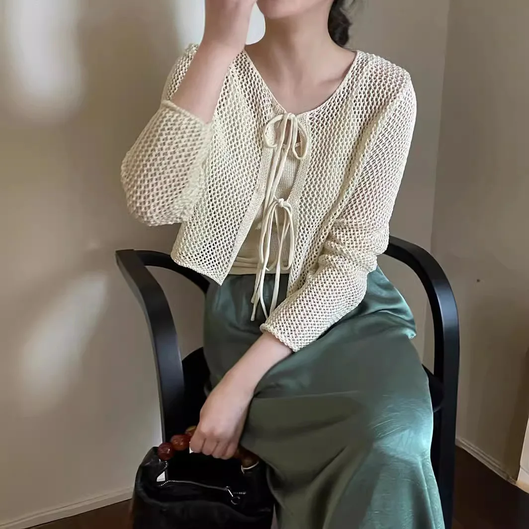 Autumn Women Knitted Lace Sweaters Long Sleeve Slim Tops