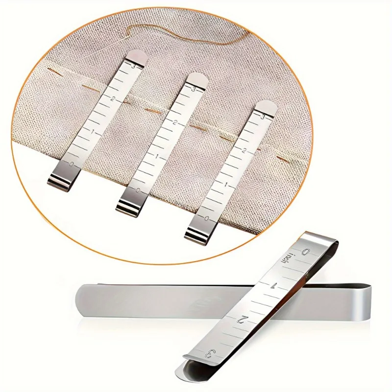20pcs/set Sewing Clips Stainless Steel Hemming Clips 3 Inches Measurement Ruler Quilting Supplies