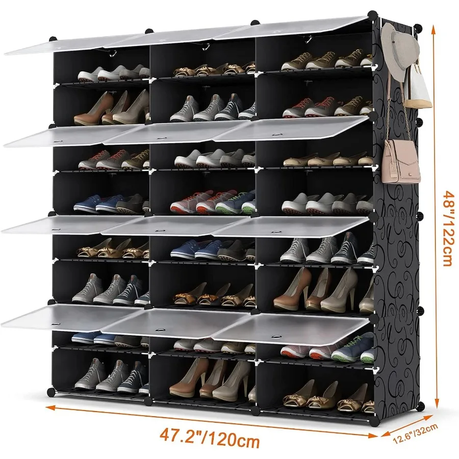 Shoe Rack Organizer 8 Tier Shoe Storage Cabinet 48 Pair Plastic Shoe Organizer Shelves for Closet Hallway Bedroom Entryway