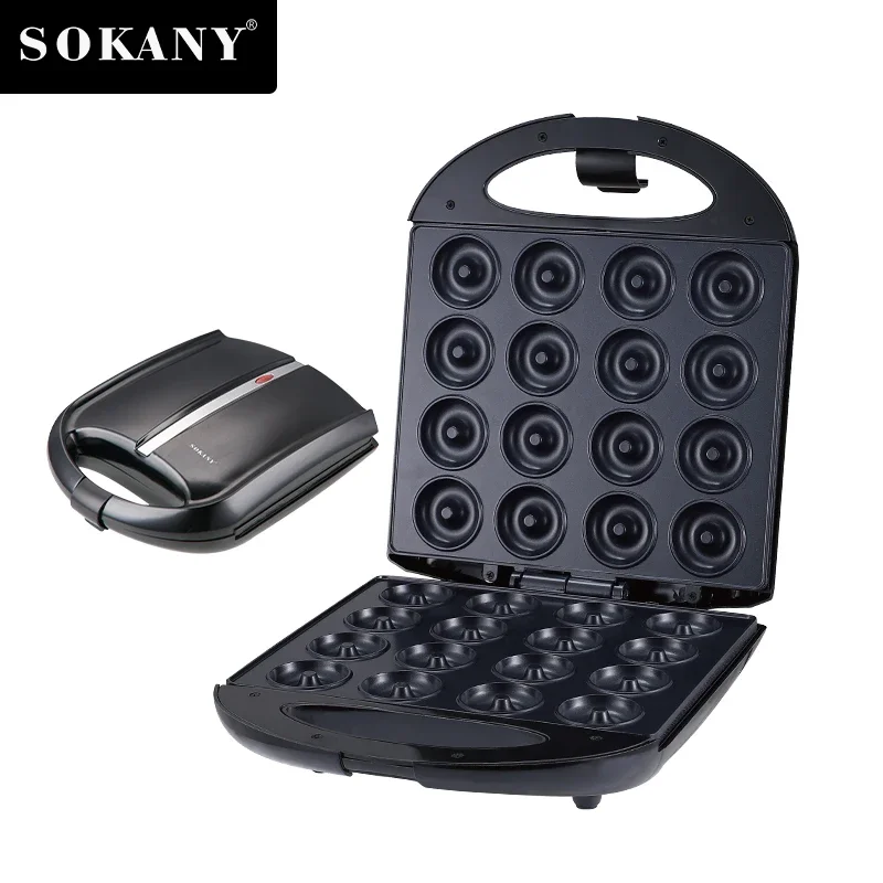 SOKANY Product SK-08002 Mini Donut Maker Machine 1400W High-Power Double-Sided Heating Anti-Stick Design Toaster Sandwich Maker