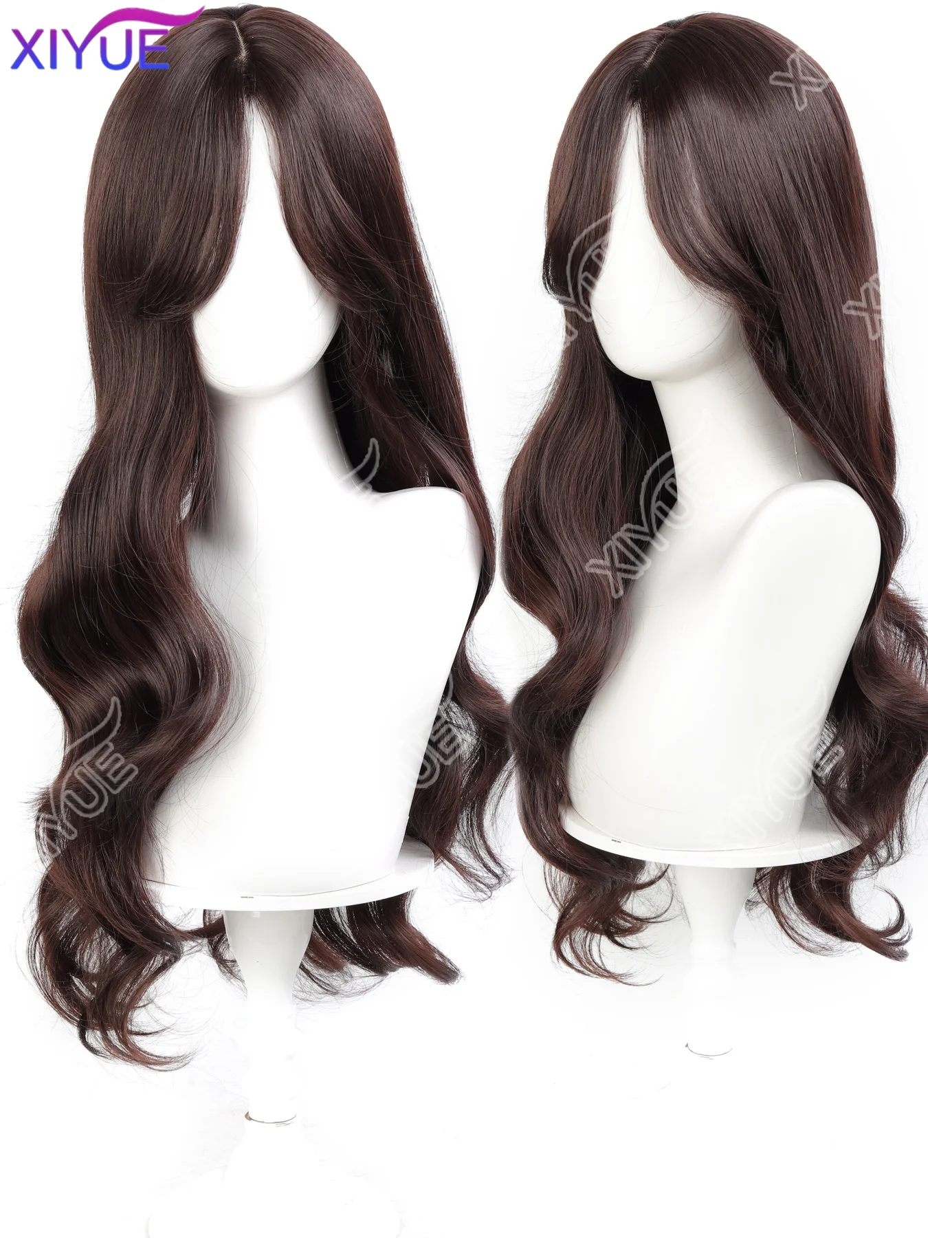 synthetic Popular Brown Ash Long Deep Wave Hair Lolita Wigs With Bangs Synthetic Wig For Women Fashion Thick Curls Wigs Girl